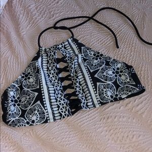 Romwe Black and White Bikini Top